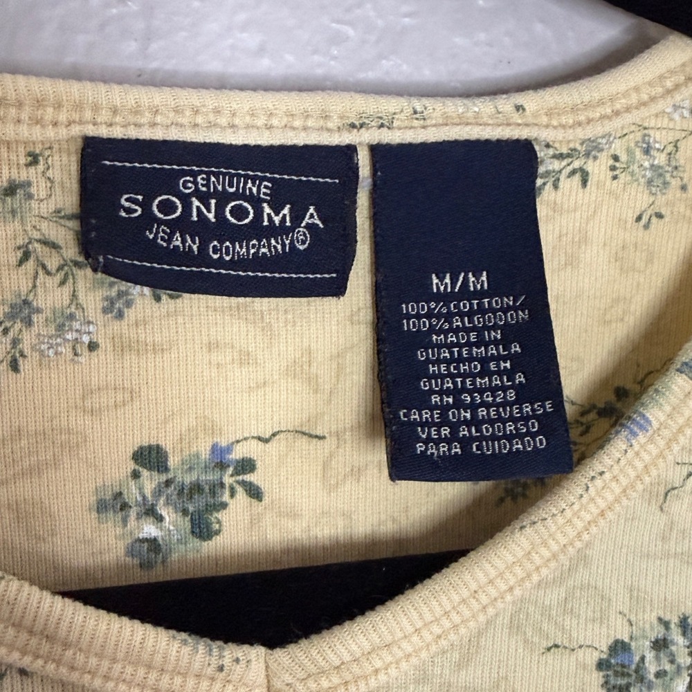 Vintage Sonoma Womens Medium Top Yellow Ditsy Floral Dainty Soft Girl Feminine - Picture 3 of 7